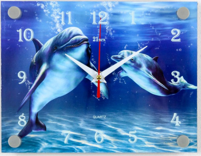 2026-888 Часы настенные "Дельфины под водой" Рубин