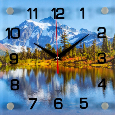 2525-767 Часы настенные "Озеро в горах" Рубин