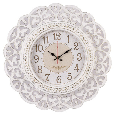 4750-107 Часы настенные круг витой d=47см белый с золотом "Кружева" Рубин