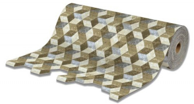 Ковровая дорожка icarpet PRINT антискользящая "3D Куб" 0,8*15м серо-бежевый