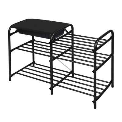 Этажерка для обуви НИКА "ЛЮКС 5-1" 3-х яр. с мяг.сид.ящик (790*330*510мм) черн/черн.мат. ЭТЛ5-1/Ч 
