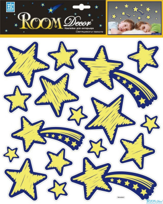 4502 REA  Декоративная наклейка "Светящиеся звезды с кометами"