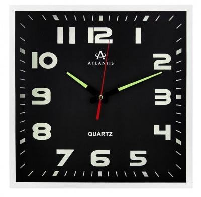 9682C3 white 308x308x47мм Часы настенные Atlantis