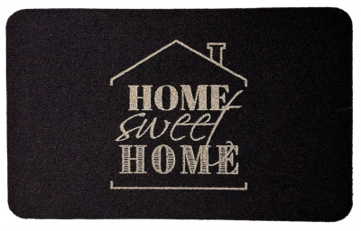 Коврик влаговпитывающий ComeForte "ВЕЛЮР" 40*60см "Милый дом" (черный) (10)