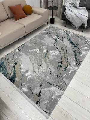 Ковер AFINA 0,8*1,5 прямой 9011A - GREY / D.GREEN