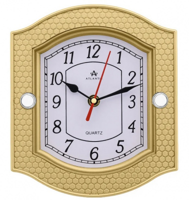 6234-TLD gold 190x41x220мм Часы настенные Atlantis