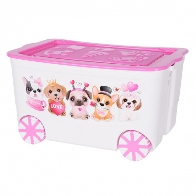 Ящик для игрушек "KidsBox" (белый/розовый) "Собаки" Э-449 (6)