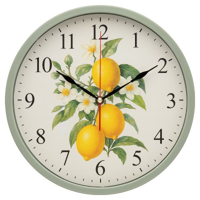 3027-041 Часы настенные круг d=30см оливковый "Лимоны" Рубин
