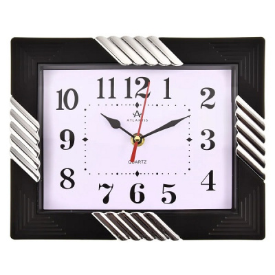 6067A-TLD black 208x254x41мм Часы настенные Atlantis