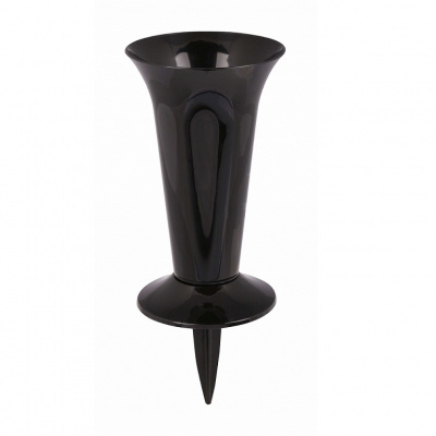 Ваза для цветов под срезку 1л d129 с колышком (черный ) М7551 (9)