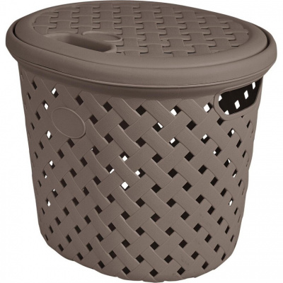 Корзина для белья Plast Team Rattan 14л 32,5х28х28см шоколный мокко PT408811015 (5)