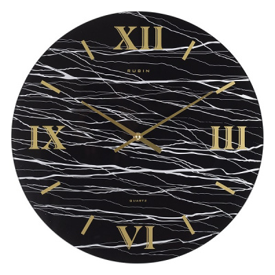 4041-019 Часы настенные из стекла d=39 см открытая стрелка "Текстура камня" Рубин