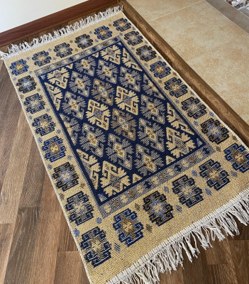 Коврик KILIM 1шт (60*90) хлопковый с бахромой UK1579 синий