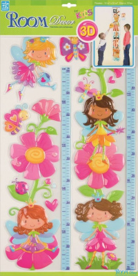 3206 POA  Декоративная наклейка "Ростомер цветы с эльфами"