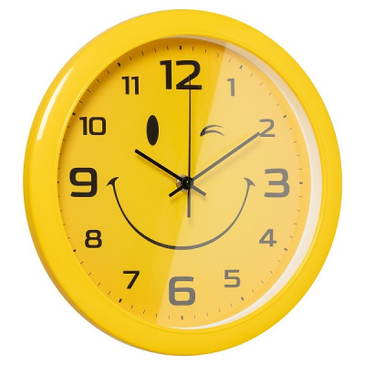 6026-043 Часы настенные круг d=29см желтый "Смайлик" Рубин