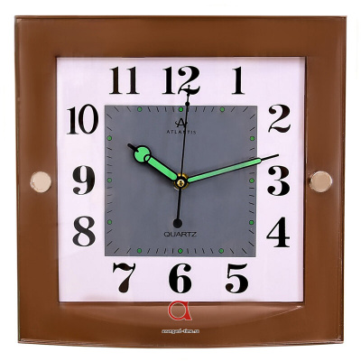 6360-TLD brown 285x285x41мм Часы настенные Atlantis