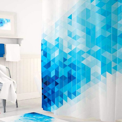 Штора для ванны Tropikhome Digital Printed BLUE SQUARES 180х200см