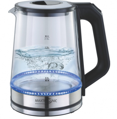 Чайник эл. MAXTRONIC MAX-402 1800Вт 2,0л диск, корпус стекло подсв.
