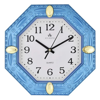 691А-С shine blue 240x240x40мм Часы настенные Atlantis