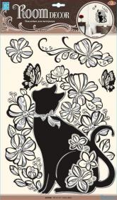 5855 POA  Декоративная наклейка "Кошечка в цветах"