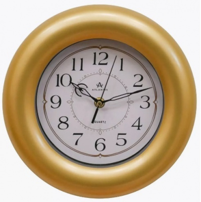 6786-TLD gold 255x255x45мм Часы настенные Atlantis