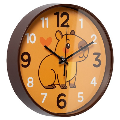 2019-012 Часы настенные круг d=19,5см коричневый "Капибара" Рубин