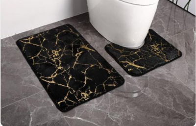 Коврик Baizheng 2шт (50*80+40*50) BZY258 меховой мрамор черный
