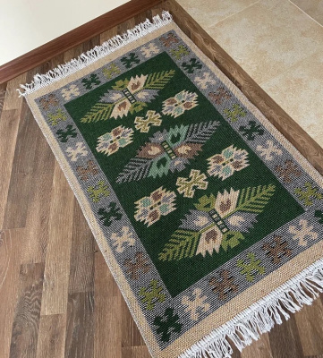 Коврик KILIM 1шт (60*120) хлопковый с бахромой UK01 6120101 зеленый
