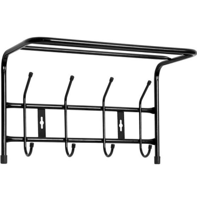 Вешалка настенная с полкой (400*238*268мм) 4 крючка, черная ВП4/Ч (5) @C