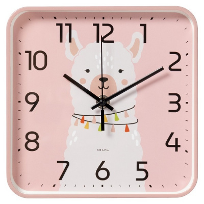 1918-013 Часы настенные квадрат 19х19см розовый "Альпака" Рубин