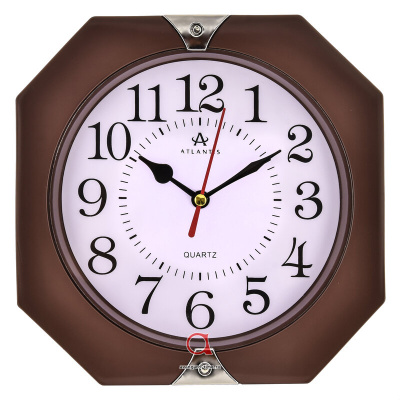 5977-TLD brown 187x184x42мм Часы настенные Atlantis