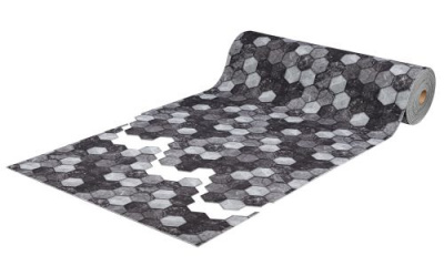 Ковровая дорожка icarpet PRINT антискользящая "Соты Мрамор" 0,8*15м черно-серый