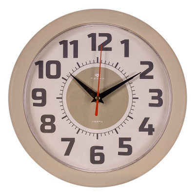 2323-125 Часы настенные круг d=24,5см бежевый "Классика" Рубин