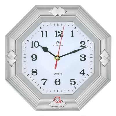 6052-TLD silver 239x238x40мм Часы настенные Atlantis