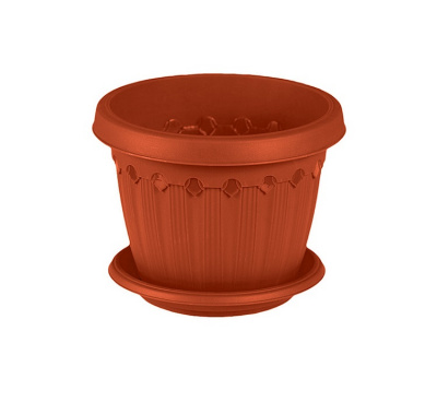 Кашпо "Флавия" 1,0л с поддоном Э-157 (60) терракотовый