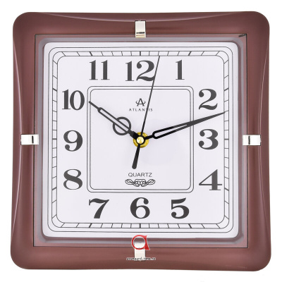 6781-TLD brown 221x221x41мм Часы настенные Atlantis 