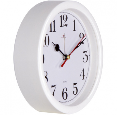 Будильник B4-043W D15см корпус белый "Классика" Рубин