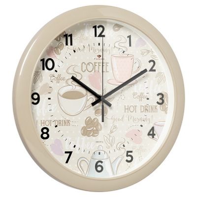 6026-036 Часы настенные круг d=29см хаки "Кофе" Рубин