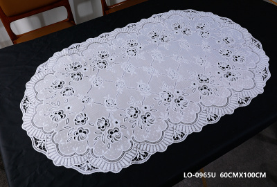 Салфетка ПВХ кружевная 60*100см белая (12!!!/120) овал LO-0965U