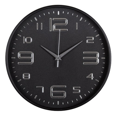 3015-003 Часы настенные круг d=30см чёрный "Классика" Рубин