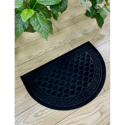 Коврик влаговпитывающий "Чешуйки" 60*90см полукруг черный (10)