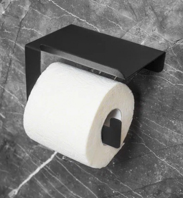 Держатель для туалетной бумаги с полкой/бортиком (170*100*58) черный