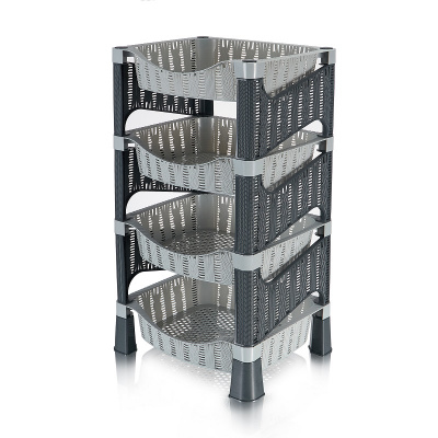 Этажерка "Плетенка" унив. 4-х секц. (графитовый-серый) Э-442 (1)