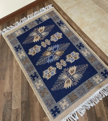 Коврик KILIM 1шт (60*120) хлопковый с бахромой UK01 6120102 синий