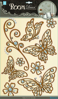 5801 POA  Декоративная наклейка "Бабочки ажурные золото"