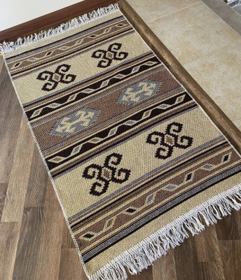 Коврик KILIM 1шт (80*150) хлопковый с бахромой 1774 бежевый