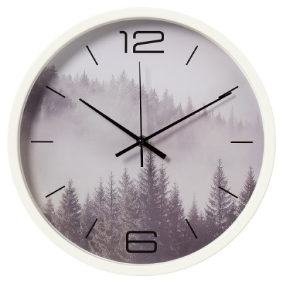3027-023 Часы настенные круг d=30см белый "Лес" Рубин