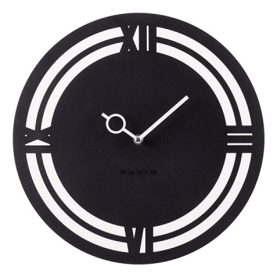 3531-001 Часы настенные из металла d=35 см открытая стрелка черный "Рим" Рубин
