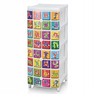 Комод №3 с рис. "Алфавит" (белый) Э-301