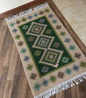 Коврик KILIM 1шт (60*120) хлопковый с бахромой UK02 6120201 зеленый